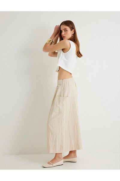 Koton Asymmetrische, plissierte, detaillierte, bequeme Rockhose – X