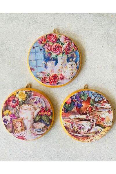 ZeyMin Art Mutfak Temalı 3lü Duvar Süsü 11 Cm