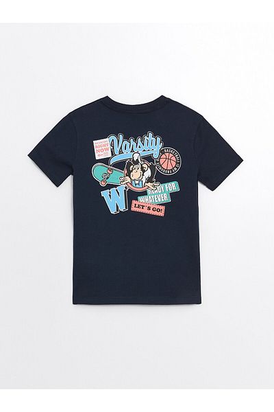 LC Waikiki Fiú póló - LCW, szűk nyakú, majommintás, rövid ujjú