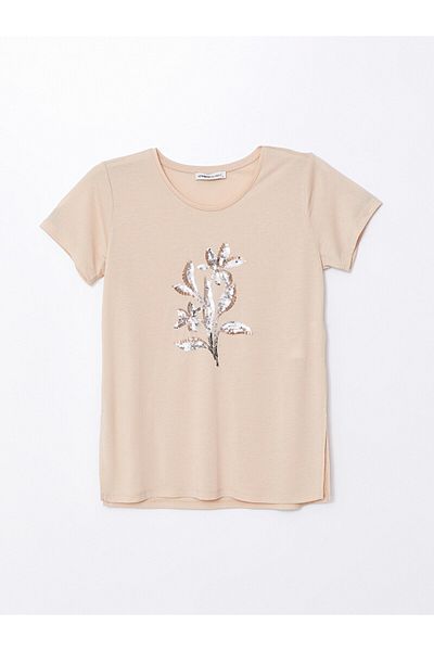 LC Waikiki Γυναικείο T-Shirt LCW - Crew Neck, εμπριμέ, κοντομάνικο