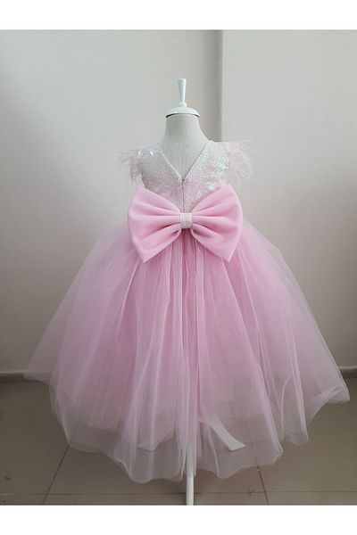 Kidstore Rochie Insulă pentru fetiță cu talie și umeri cu pene