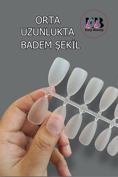 Easy Beauty 300 ADET MAT ORTA UZUNLUKTA BADEM TAKMA TIRNAK SETİ. YAPIŞTIRICI ...