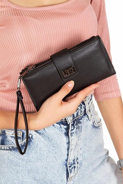 Newish Polo Hand Strap Clip Zippered Soft Faux Leather Women's Portfolio Wallet-Large Size