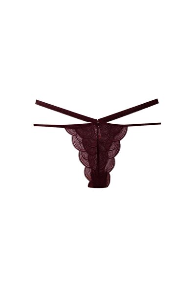 Dante Dantelli Taş Detaylı Lastikli Tekli Pamuk Karşımlı Tanga Külot