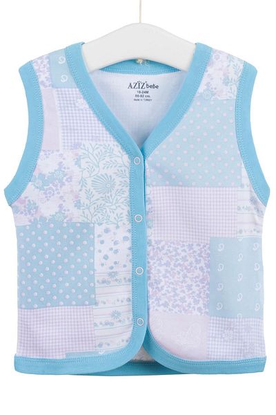Aziz Bebe Unisex Baby Blue Combed Cotton Vest 24295
