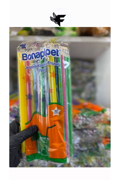 FİGANLAR 500 pcs Mixed Color Bellows Frozan Straws Pack of 50