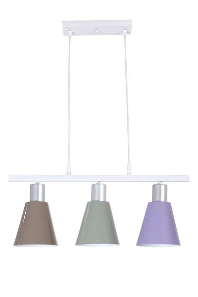 Fer Avize Trendy Modern Design Cafe Kitchen Living Room Brown Green Lilac Colored 3-Piece Chandelier