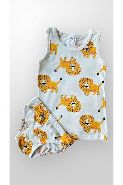 Fil Kids Boy's Cotton Lion Patterned Undershirt Slip Panties Set