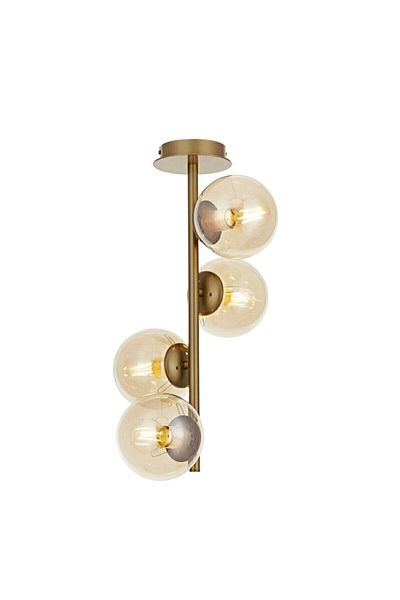 Fer Avize Ivy Special Design Modern Sports Antique Color Honey Colored Globe Glass 4-Piece Chandelier