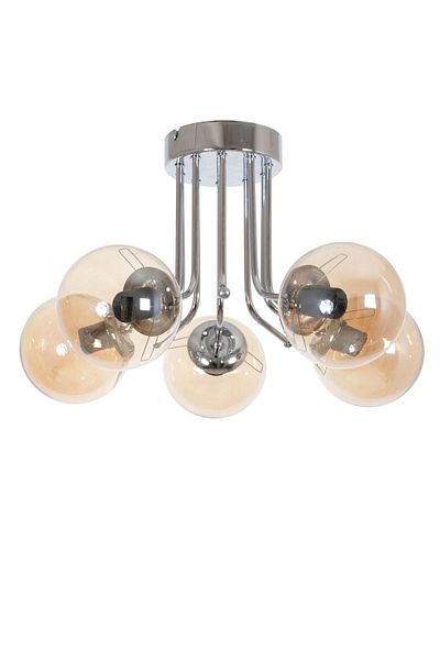 Fer Avize Daisy Modern Color Globe Glass Living Room - Kitchen - Bedroom 5-Piece Chandelier