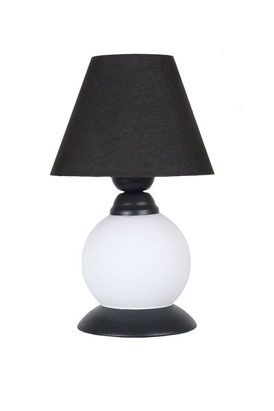 Fer Avize Noki Black Modern Design White Glass Lampshade - Table - Night Lamp with Black Hat