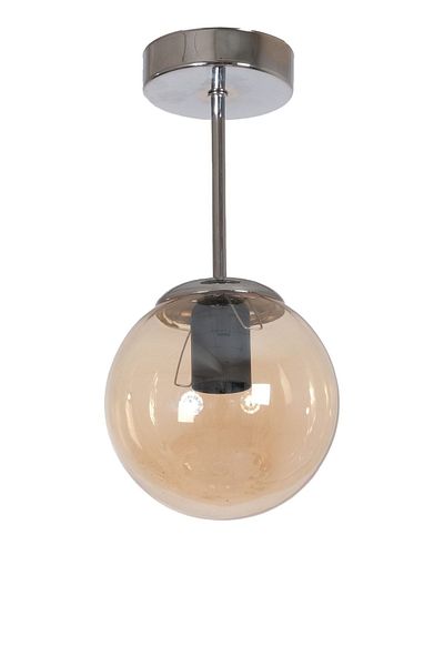 Fer Avize Mini Modern Sports Chrome Color Honey Glass Ceiling Plate Hall - Kitchen - Living Room Single Chandelier