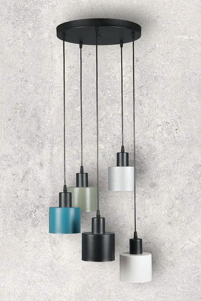 Fer Avize Mısra Special Design Modern - Cafe - Kitchen - Living Room 5-Piece Pendant Lamp Chandelier