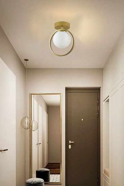 Fer Avize Fairy Metal Ring Gold White Hall - Kitchen Single Chandelier