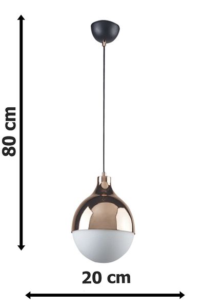 Fer Avize Rima Modern Retro Copper Color White Glass Living Room - Kitchen - Bedroom Single Chandelier