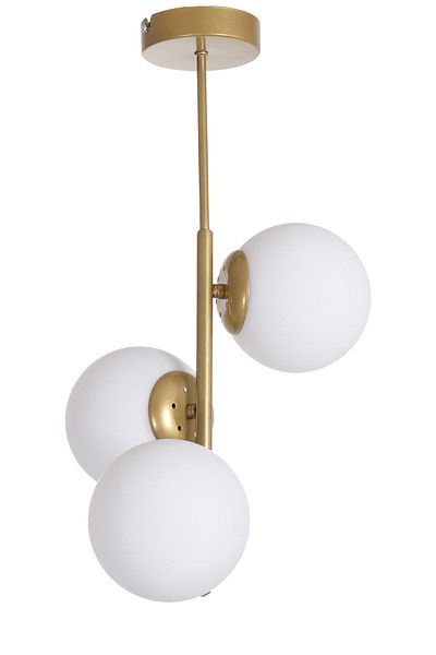 Fer Avize Ivy Modern Luxury Design Antique Color Case White Glass Living Room - Kitchen - Bedroom 3-Piece Chandelier