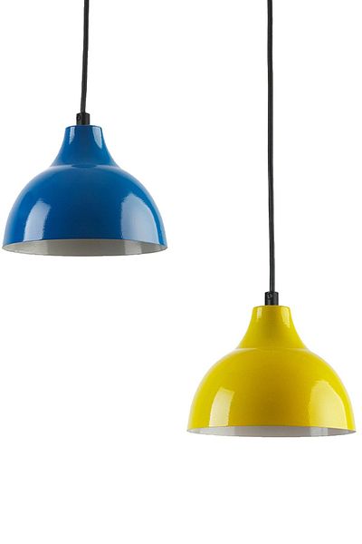 Fer Avize Kinder Black Color Body Blue Yellow Color Cafe - Kitchen 2-Piece Chandelier