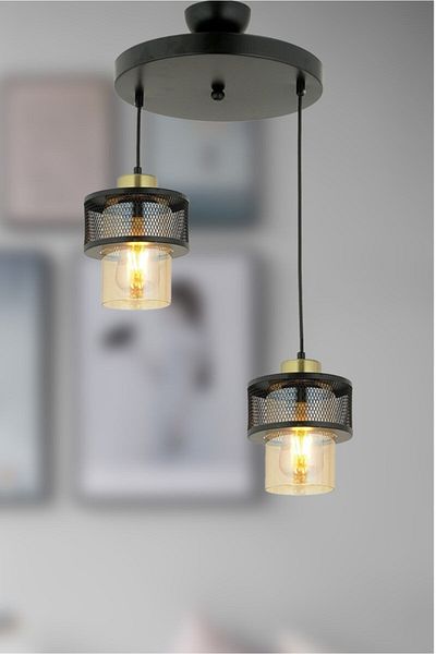 Fer Avize Fantastic Modern Pendant Lamp Black 2 Piece Chandelier