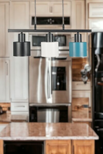 Fer Avize Mısra Özel Tasarım Modern Cafe Mutfak Salon 3 lü Metal Sıralı Sarkıt Avize