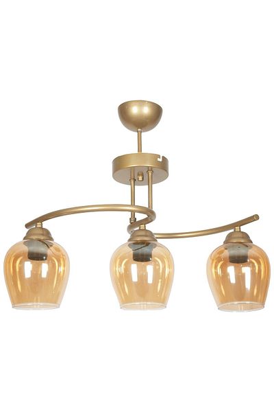 Fer Avize Fuji Modern Design Antique Case Honey Glass Living Room - Kitchen - Bedroom 3-Piece Chandelier