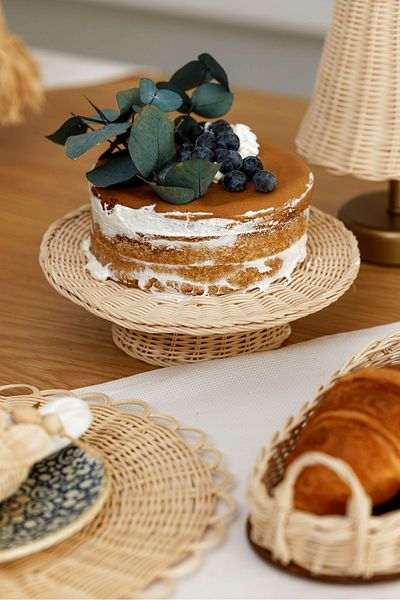 Maison Avf Rattan Bohemian Bamboo Patisserie - Standing, Wicker Presentation and Cake Serving Stand