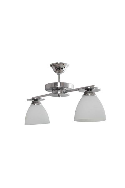 Fer Avize Topaç Modern Sports Decorative Chrome Color White Glass Living Room - Kitchen - Bedroom 2-Piece Chandelier