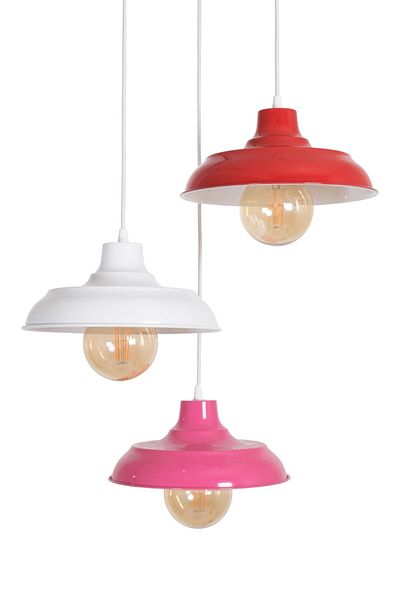 Fer Avize Sinyor Modern Design Living Room - Kitchen - Cafe - Pink - Red - White Color Pendant Lamp 3-Piece Chandelier