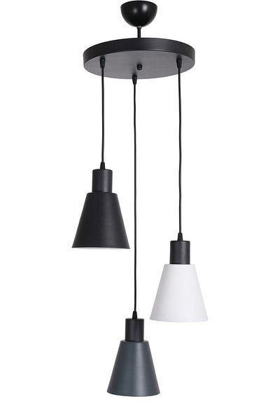 Fer Avize Trend Modern Design Living Room - Kitchen - Cafe Black - White - Anthracite Color Pendant Lamp 3-Piece Chandelier