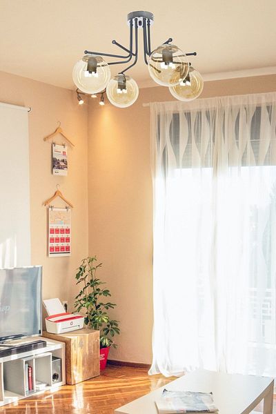 Fer Avize Vesuvius Special Design Plafonier Ceiling Black Color Honey Glass Isalon - Kitchen - Bedroom 4-Piece Chandelier