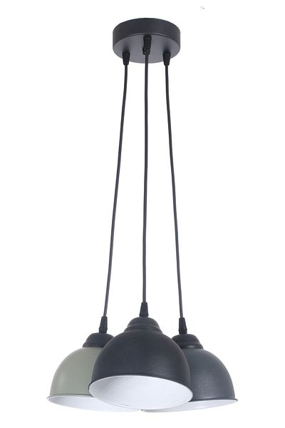 Fer Avize Zero Modern Design Bedroom - Cafe - Kitchen - Living Room Black - Anthracite Green Color 3-Piece Chandelier