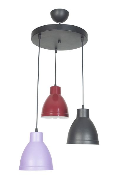 Fer Avize Denis Modern Design Lilac Black Claret Red Color Metal Cafe - Kitchen 3-Piece Chandelier