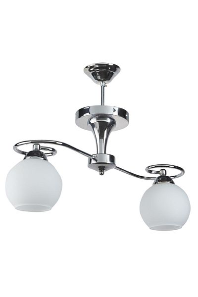 Fer Avize Clover Modern Chrome Color White Glass 2-Piece Chandelier