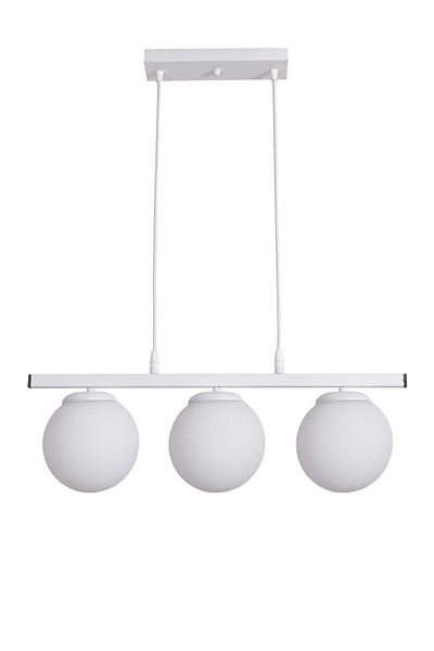 Fer Avize Caesar Modern Design Cafe - Kitchen - Living Room - Dining Table Top White Colored White Glass 3-Piece Chandelier
