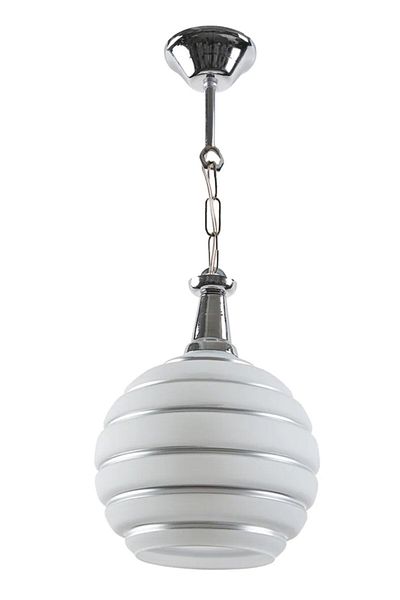 Fer Avize 2046 Modern Chrome Silver Patterned Glass Single Chandelier