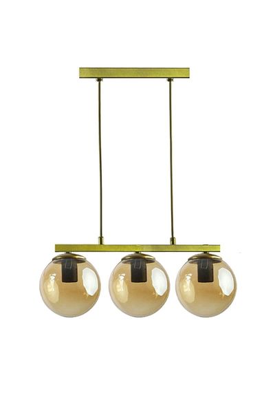 Fer Avize Caesar Honey Glass Antique Modern Design Dining Table Top - Living Room 3-Piece Chandelier