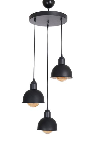 Fer Avize Şirince Modern Design Living Room - Kitchen - Cafe Black Color Pendant Lamp 3-Piece Chandelier