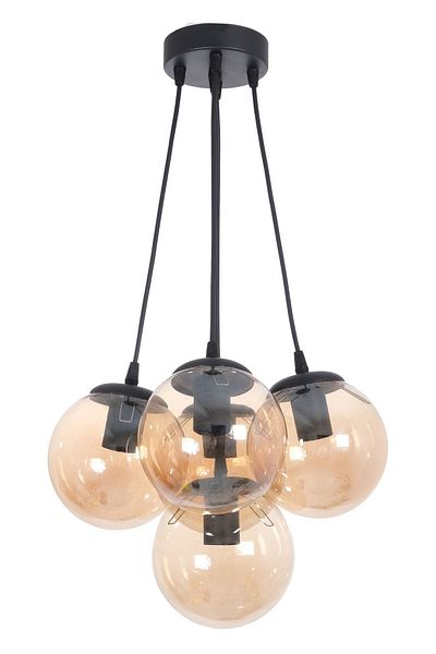 Fer Avize Çako Modern Design Bedroom - Living Room - Kitchen - Cafe Black Color Honey Glass Chandelier of 5