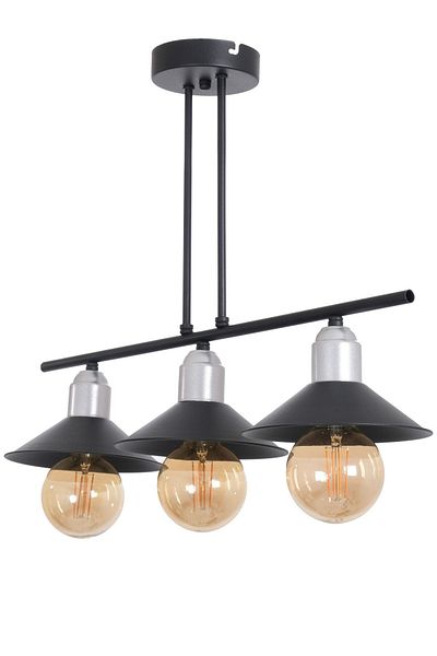 Fer Avize Midyat Modern Design Bedroom - Living Room - Kitchen - Cafe Black Color 3-Piece Chandelier