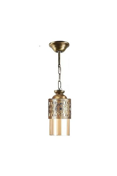 Fer Avize Rustic Retro Antique - Honey Glass Single Chandelier Living Room - Kitchen and Bedroom