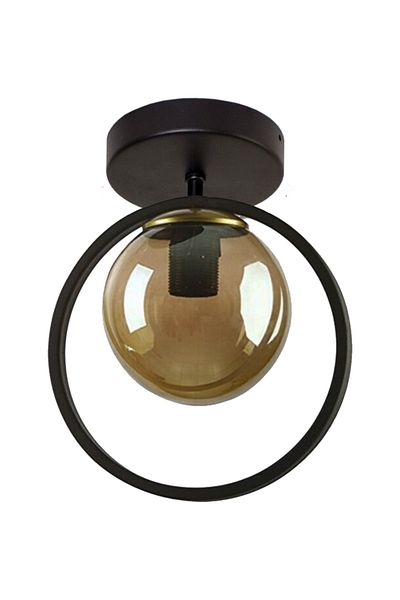 Fer Avize Fairy Metal Ring Black Smoked Hall - Kitchen Single Chandelier