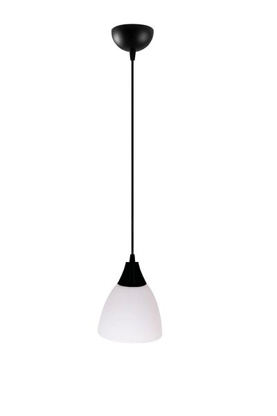 Fer Avize Daniel Modern Decorative Black Color White Glass Pendant Lamp Living Room - Kitchen - Bedroom Single Chandelier
