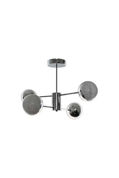 Fer Avize Oscar Modern Luxury Design Chrome Color Case - Living Room - Kitchen - Bedroom Led 4-Piece Chandelier