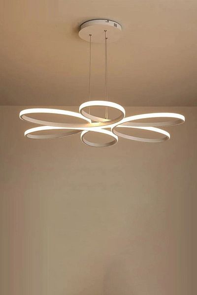 Fer Avize Papatya Modern Design Bedroom - Living Room - Kitchen White Color Daylight and White Led Pendant Chandelier