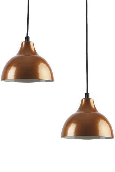Fer Avize Kinder Black Color Body Copper Color Cafe - Kitchen 2-Piece Chandelier