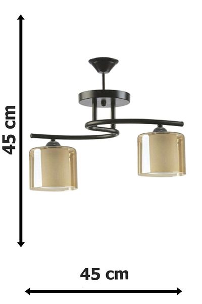 Fer Avize Fuji Special Design Sports Modern Honey Color Double Glass Black Living Room - Kitchen - Bedroom 2-Piece Chandelier