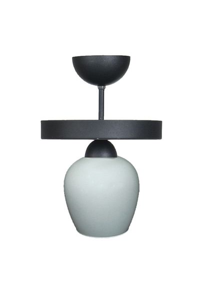 Fer Avize Amanda Modern Plofonyer Black Color White Glass Living Room - Kitchen Single Chandelier
