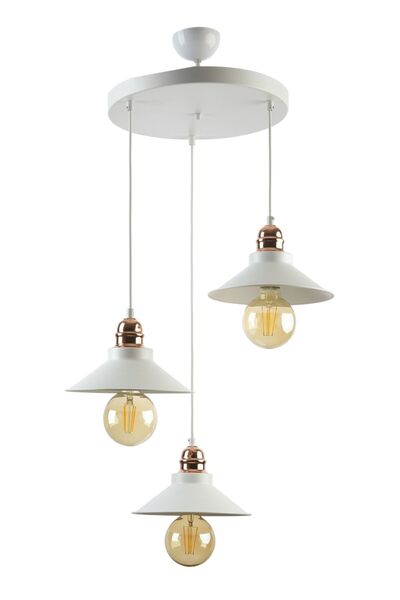 Fer Avize Alfa Modern Sarkıt Beyaz Renkli Cafe - Mutfak 3 Lü Avize