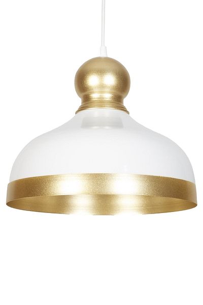 Fer Avize Adele Modern Design Antique Detailed Striped White Inside Gold Color Cafe - Kitchen Metal Single Chandelier