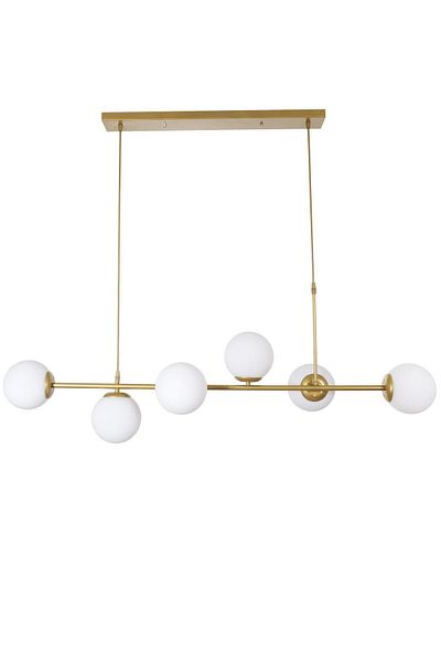 Fer Avize Simao Modern Design Antique Color White Glass Living Room - Dining Table Top - Kitchen Row 6-Piece Chandelier