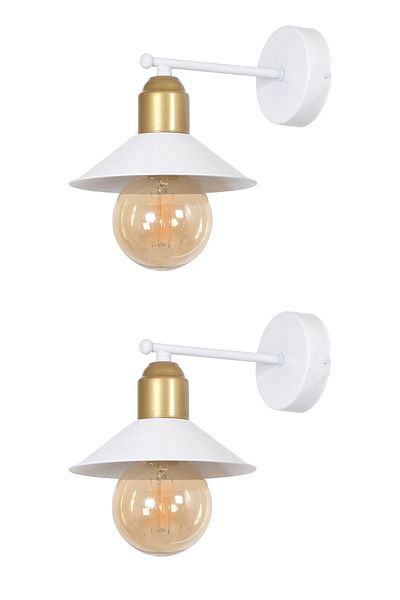 Fer Avize Beta Modern Design Living Room - Kitchen - Bedroom - White Color with Antique Base (2 PCS) Wall Sconce